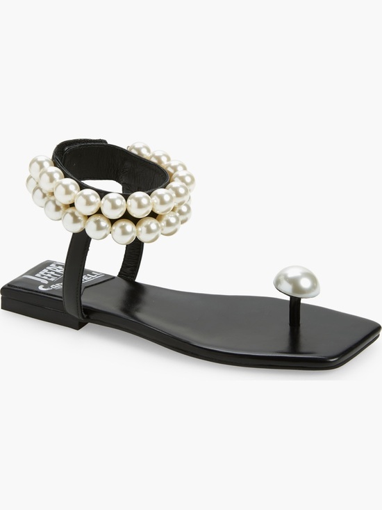 Jeffrey Campbell Shoes - Jeffrey Campbell Chateau embellished ankle strap sandal in black pearl detail